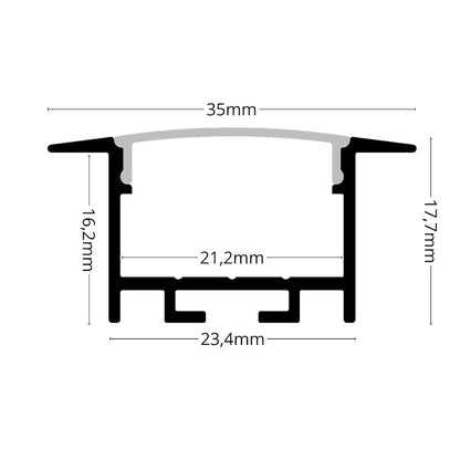 ALU Profil | Leiste | Schiene "EINBAU-20" in silber für Led Streifen 1m | 2m