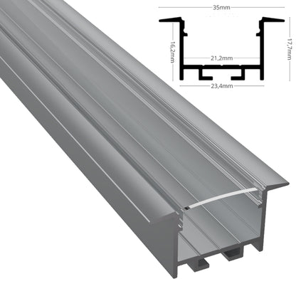ALU Profil | Leiste | Schiene "EINBAU-20" in silber für Led Streifen 1m | 2m