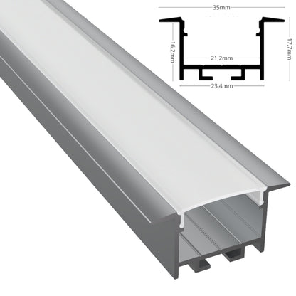 ALU Profil | Leiste | Schiene "EINBAU-20" in silber für Led Streifen 1m | 2m