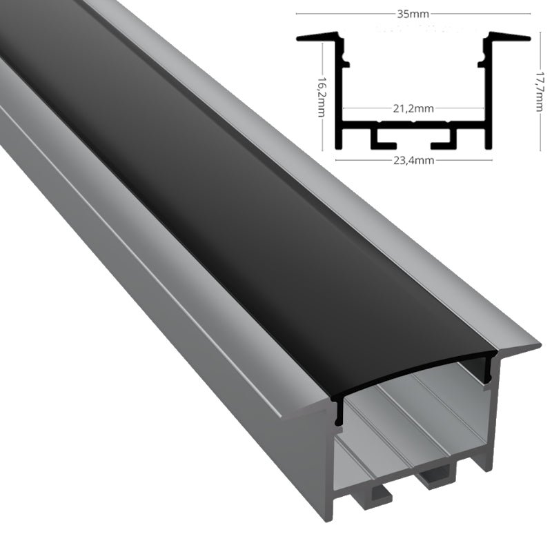 ALU Profil | Leiste | Schiene "EINBAU-20" in silber für Led Streifen 1m | 2m