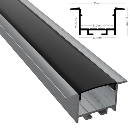 ALU Profil | Leiste | Schiene "EINBAU-20" in silber für Led Streifen 1m | 2m