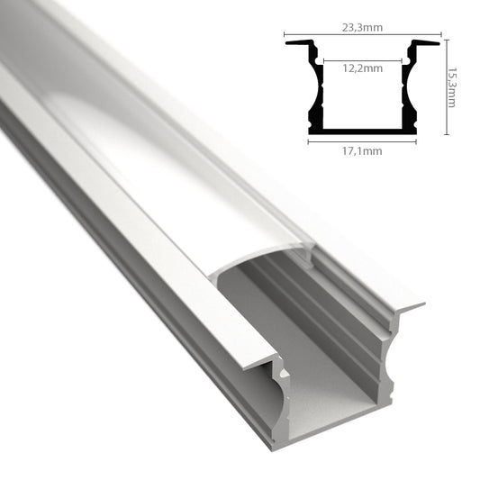 ALU Profil | Leiste | Schiene EINBAU-H in weiß für LED Streifen + Abdeckung