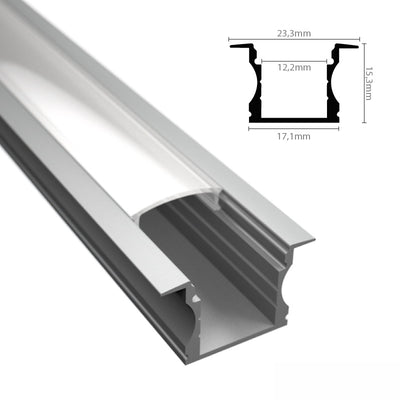 ALU Profil | Leiste | Schiene EINBAU-H für LED Streifen + Klick Abdeckung