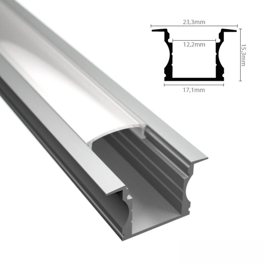 ALU Profil | Leiste | Schiene EINBAU-H für LED Streifen + Klick Abdeckung