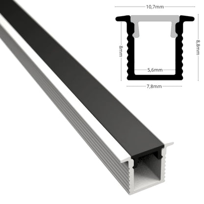 ALU Profil Schiene Leiste EINBAU-MINI (9x7,8mm) in weiß für LED Streifen 1m | 2m