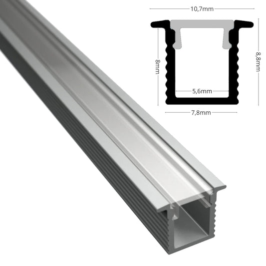 ALU Profil Schiene Leiste EINBAU-MINI (9x7,8mm) silber für LED Streifen 1m | 2m