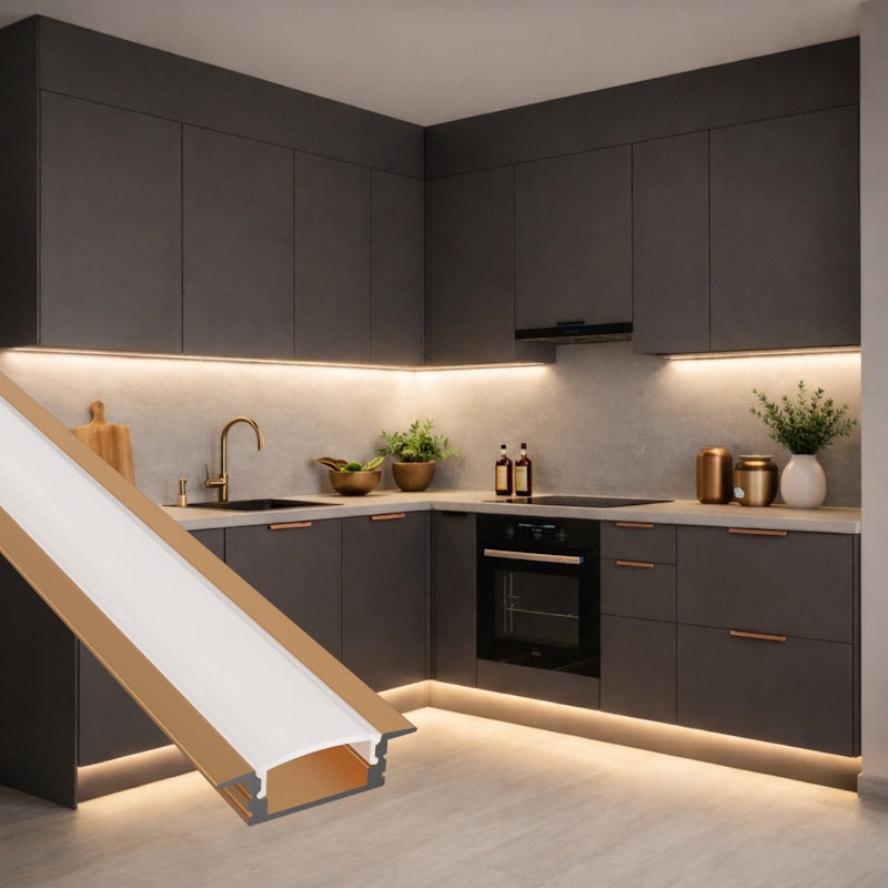 ALU Profil Schiene Leiste EINBAU-SL (17x7mm) in bronze für LED Streifen 1m | 2m