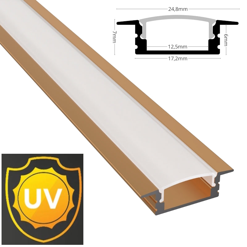 ALU Profil Schiene Leiste EINBAU-SL (17x7mm) in bronze für LED Streifen 1m | 2m