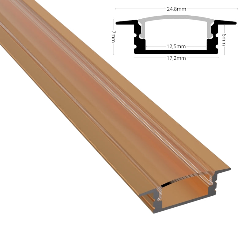 ALU Profil Schiene Leiste EINBAU-SL (17x7mm) in bronze für LED Streifen 1m | 2m