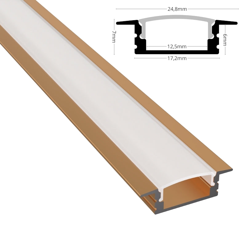 ALU Profil Schiene Leiste EINBAU-SL (17x7mm) in bronze für LED Streifen 1m | 2m