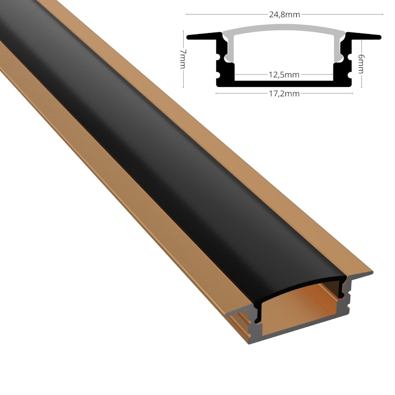 ALU Profil Schiene Leiste EINBAU-SL (17x7mm) in bronze für LED Streifen 1m | 2m