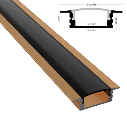 ALU Profil Schiene Leiste EINBAU-SL (17x7mm) in bronze für LED Streifen 1m | 2m