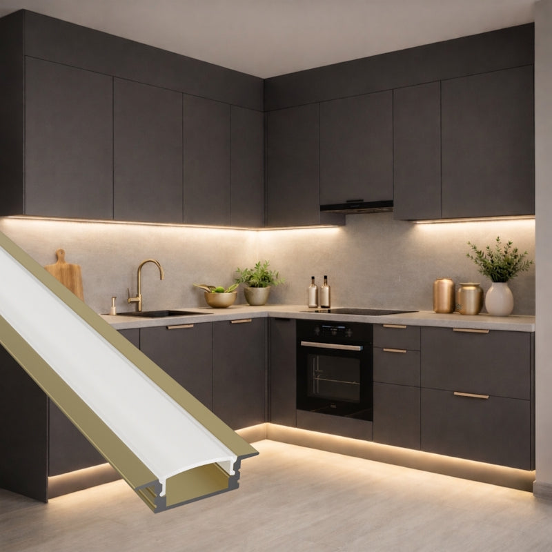 ALU Profil Schiene Leiste EINBAU-SL (17x7mm) champagner für LED Streifen 1m | 2m