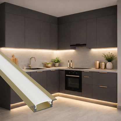 ALU Profil Schiene Leiste EINBAU-SL (17x7mm) champagner für LED Streifen 1m | 2m