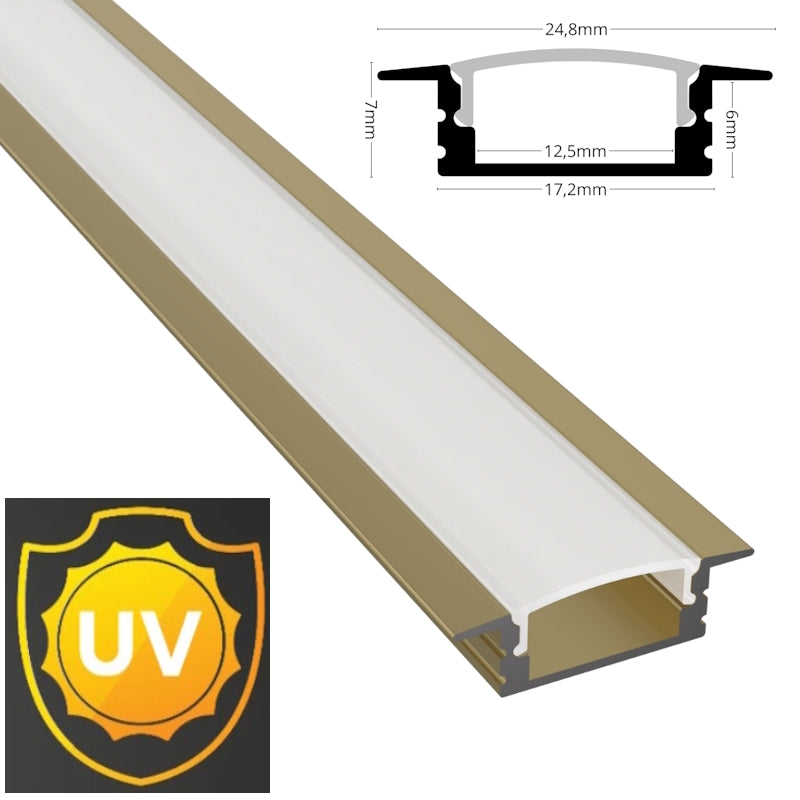 ALU Profil Schiene Leiste EINBAU-SL (17x7mm) champagner für LED Streifen 1m | 2m