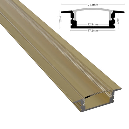 ALU Profil Schiene Leiste EINBAU-SL (17x7mm) champagner für LED Streifen 1m | 2m
