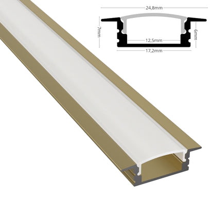 ALU Profil Schiene Leiste EINBAU-SL (17x7mm) champagner für LED Streifen 1m | 2m