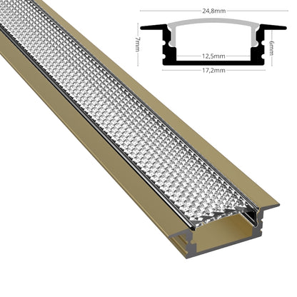 ALU Profil Schiene Leiste EINBAU-SL (17x7mm) champagner für LED Streifen 1m | 2m