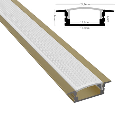 ALU Profil Schiene Leiste EINBAU-SL (17x7mm) champagner für LED Streifen 1m | 2m