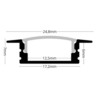 ALU Profil / Leiste EINBAU-SL in schwarz für LED Streifen + Abdeckung eloxiert