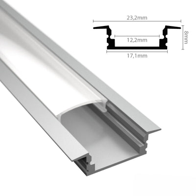 ALU Profil | Leiste | Schiene EINBAU-SL für LED Streifen + Klick Abdeckung