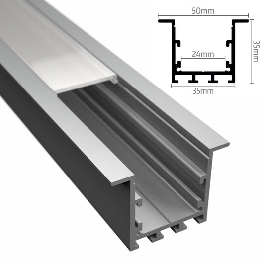 ALU Profil | Leiste | Schiene EINBAU-VERSENKT-24 für Led Streifen + Abdeckung