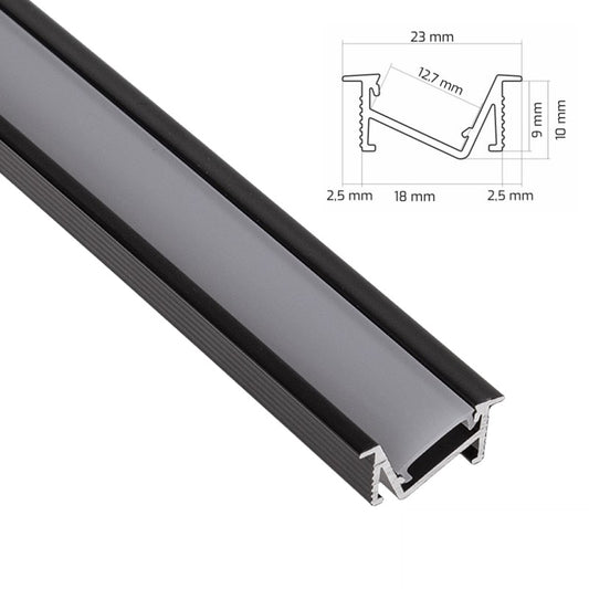 ALU Profil / Leiste /Schiene EINBAU-WL in schwarz für LED Streifen + Abdeckung