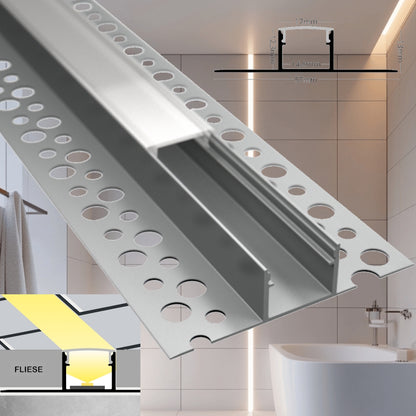 ALU Profil Leiste Einputz Trockenbau Rigips FLIESE-14T für Led Streifen 1m | 2m