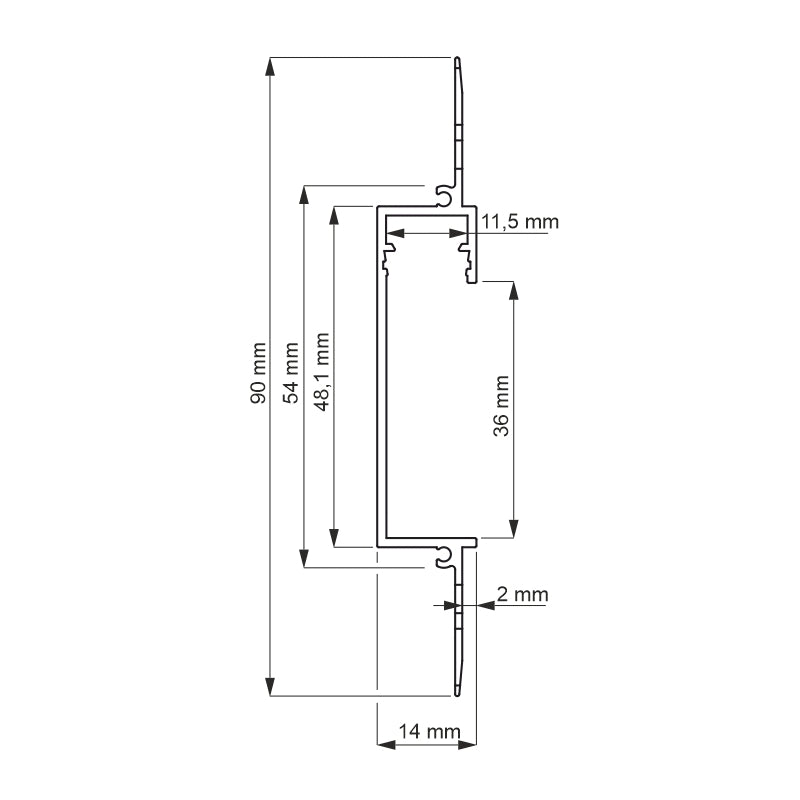 Einbau Profil Trockenbau Leiste Rigips EINPUTZ-FLAT-C Led Streifen + Abdeckung