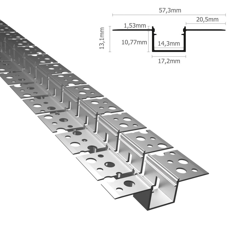 ALU Profil Einbau Trockenbau Rigips EINPUTZ-FLEX für Led Streifen + Abdeckung