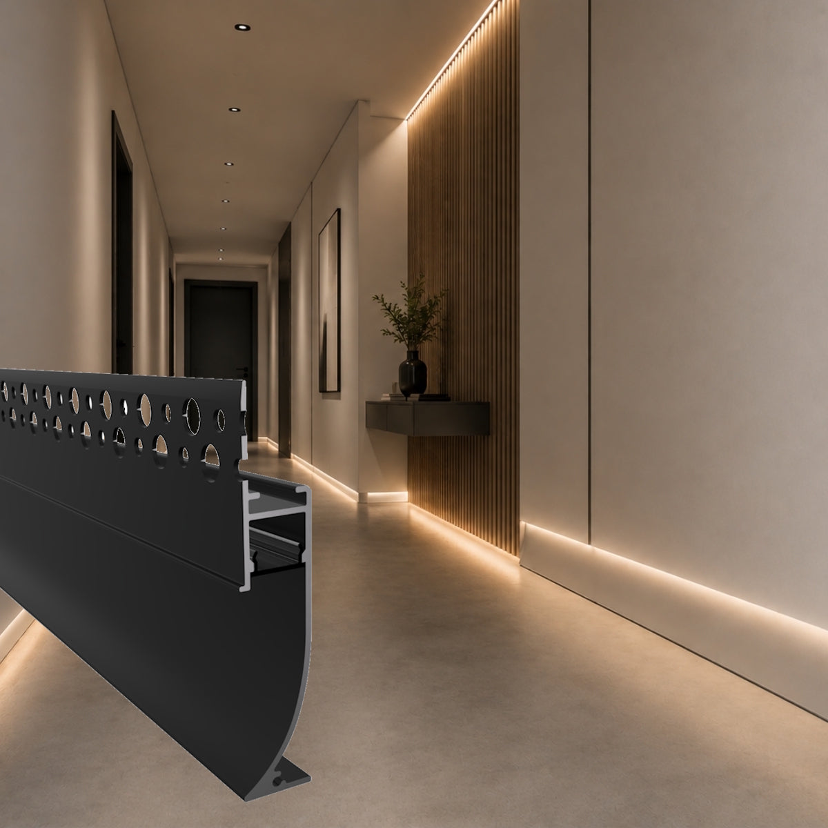 ALU Profil Trockenbau Einbau Leiste Rigips EINPUTZ-FLOOR schwarz für Led Stripes