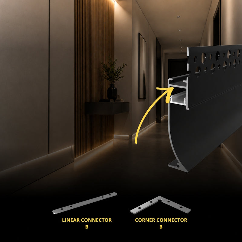 ALU Profil Trockenbau Einbau Leiste Rigips EINPUTZ-FLOOR schwarz für Led Stripes