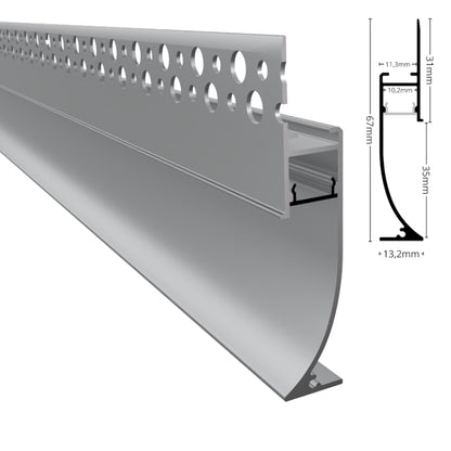 ALU Profil Trockenbau Einbau Leiste Rigips EINPUTZ-FLOOR silber für Led Streifen