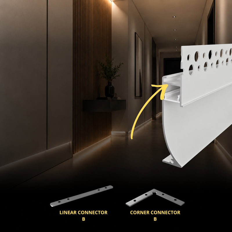 ALU Profil Trockenbau Einbau Leiste Rigips EINPUTZ-FLOOR weiß für Led Streifen