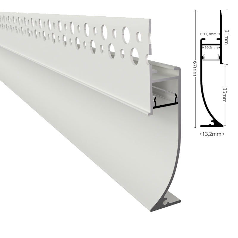 ALU Profil Trockenbau Einbau Leiste Rigips EINPUTZ-FLOOR weiß für Led Streifen