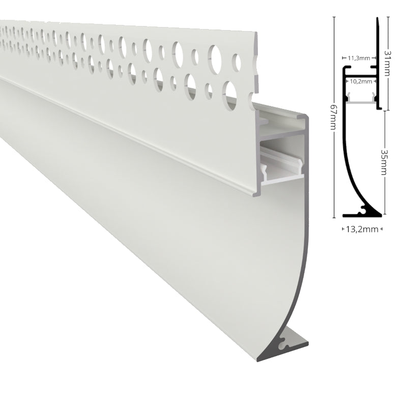 ALU Profil Trockenbau Einbau Leiste Rigips EINPUTZ-FLOOR weiß für Led Streifen