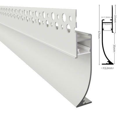 ALU Profil Trockenbau Einbau Leiste Rigips EINPUTZ-FLOOR weiß für Led Streifen