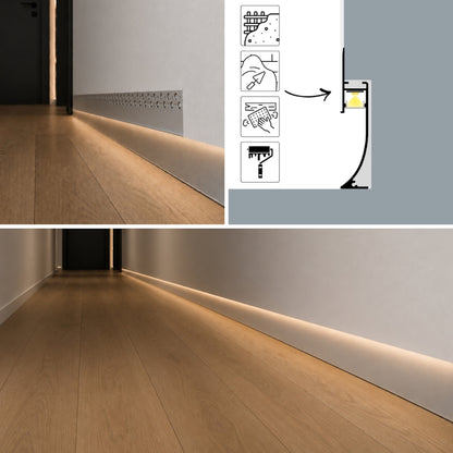 ALU Profil Trockenbau Einbau Leiste Rigips EINPUTZ-FLOOR silber für Led Streifen