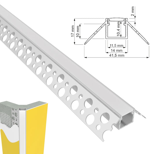 ALU Profil Trockenbau Leiste EINPUTZ-R270 für Led Streifen 1m | 2m Rigips Fliese