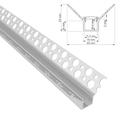 ALU Profil Trockenbau Leiste Rigips EINPUTZ-R90 für Led Streifen 1m 2m einputzen