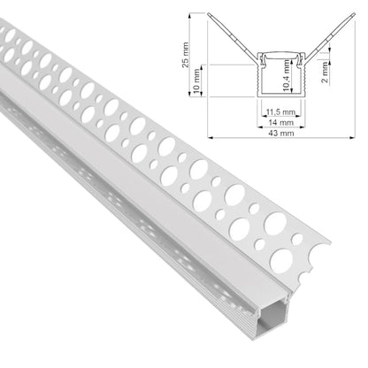 ALU Profil Trockenbau Leiste Rigips EINPUTZ-R90 für Led Streifen 1m 2m einputzen