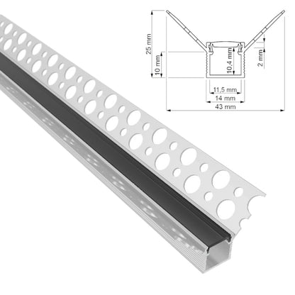 ALU Profil Trockenbau Leiste Rigips EINPUTZ-R90 für Led Streifen 1m 2m einputzen