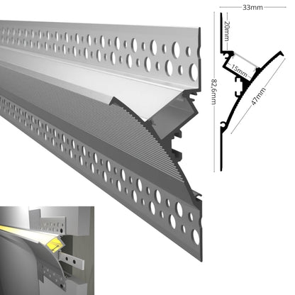 ALU-Profil Trockenbau Leiste Wand EINPUTZ-WALL für Led-Streifen Aufbau Schiene