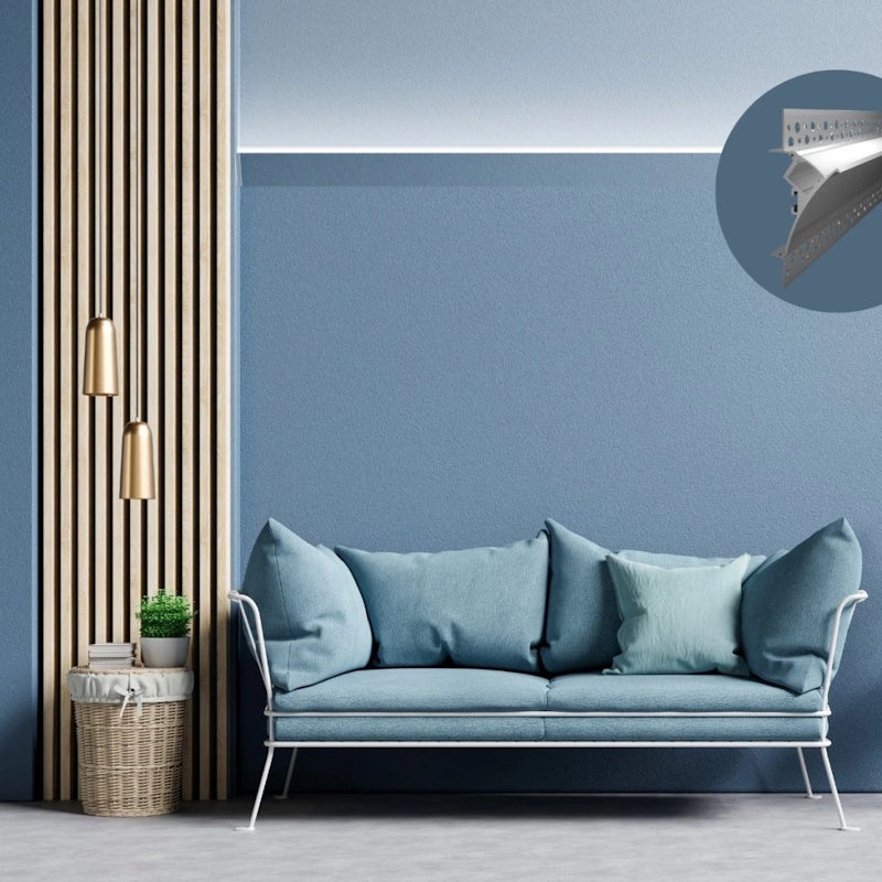 ALU-Profil Trockenbau Leiste Wand EINPUTZ-WALL für Led-Streifen Aufbau Schiene