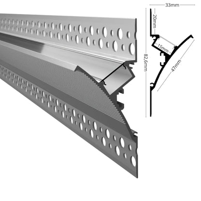 ALU-Profil Trockenbau Leiste Wand EINPUTZ-WALL für Led-Streifen Aufbau Schiene