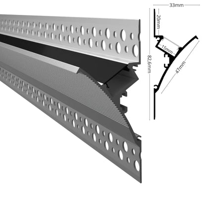 ALU-Profil Trockenbau Leiste Wand EINPUTZ-WALL für Led-Streifen Aufbau Schiene