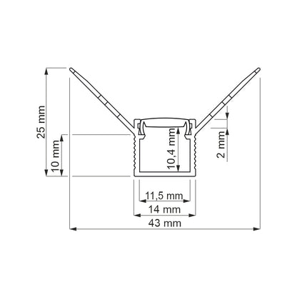 ALU Profil Trockenbau Leiste Rigips EINPUTZ-R90 für Led Streifen 1m 2m einputzen