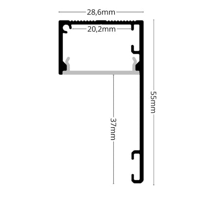 ALU Profil Gardinen Leiste | Schiene FENSTER-20 schwarz für Led Streifen 1m | 2m