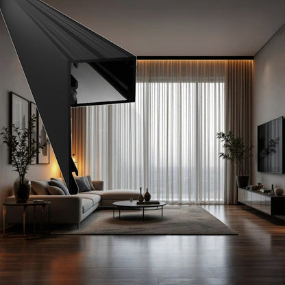 ALU Profil Gardinen Leiste | Schiene FENSTER-20 schwarz für Led Streifen 1m | 2m
