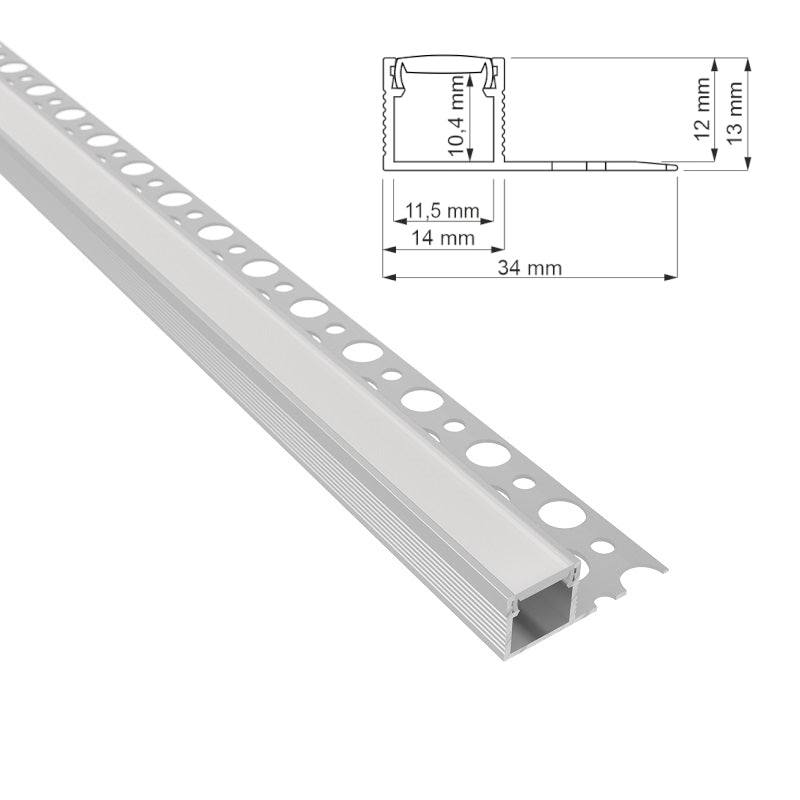 LED Trockenbau Profil "UNTERPUTZ-R0" für Streifen Rigips Unterbau Leiste 1m | 2m